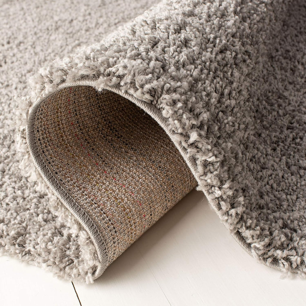 Primo Shag Collection Area Rug - 5'3" x 7'6", Light Grey, Solid Design, Non-Shedding & Easy Care, 1.2-inch Thick