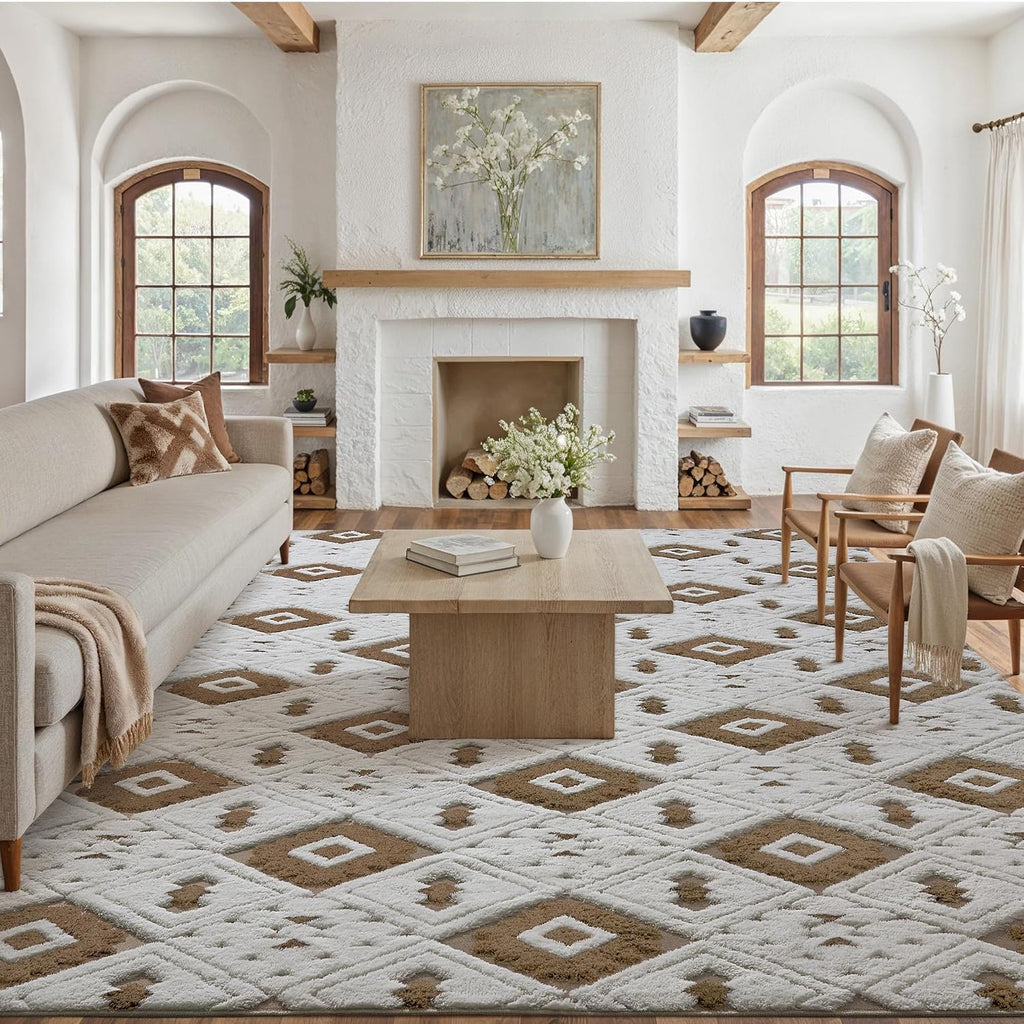 8x10 Brown Shag Area Rug Soft Washable Carpet