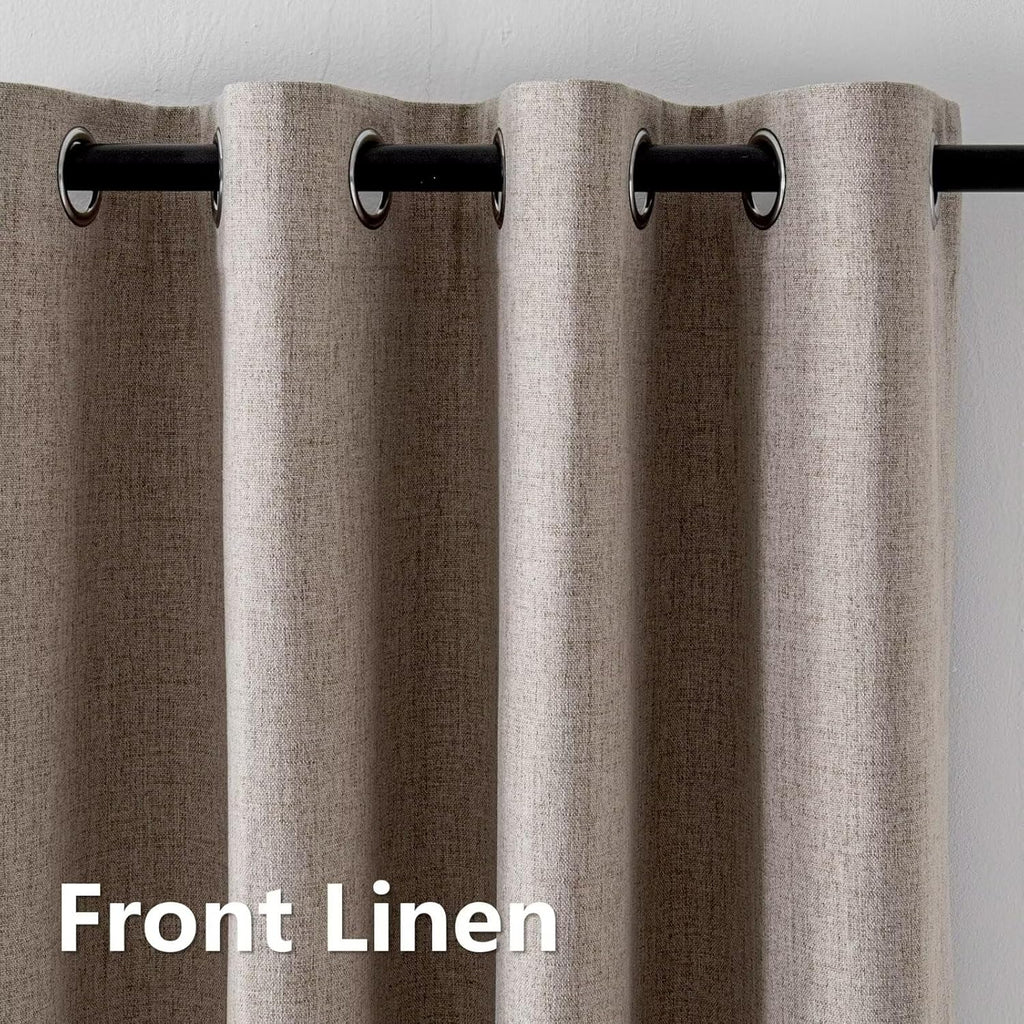 100% Blackout Curtains 96 Inches Long 2 Panels Set, Beige Curtains, Black Out Thermal Insulated Grommet Drapes