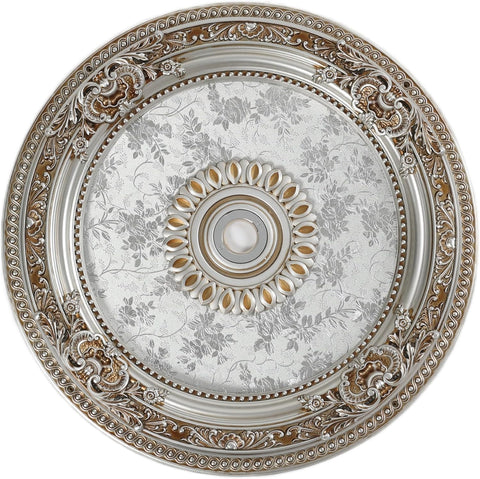 24.4 inch Decorative Ceiling Medallion for light fixtures, Silver and Gold Finish