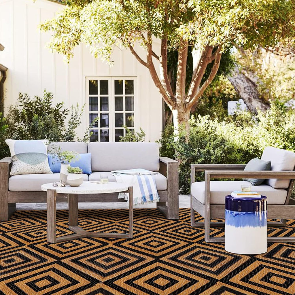 Reversible Mats, Outdoor Patio Rugs, Plastic Straw Rug, Modern Area Rug, Floor Mat for Outdoors, RV, Patio, Backyard