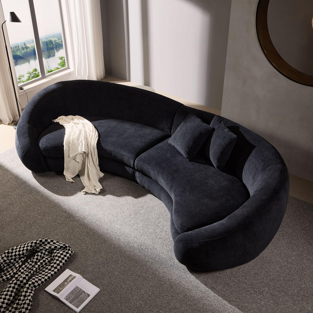 126" Curved Oversized Boucle Sectional with Love Heart Design, Modern 5-Seater Polyester Couch with 2 Decorative