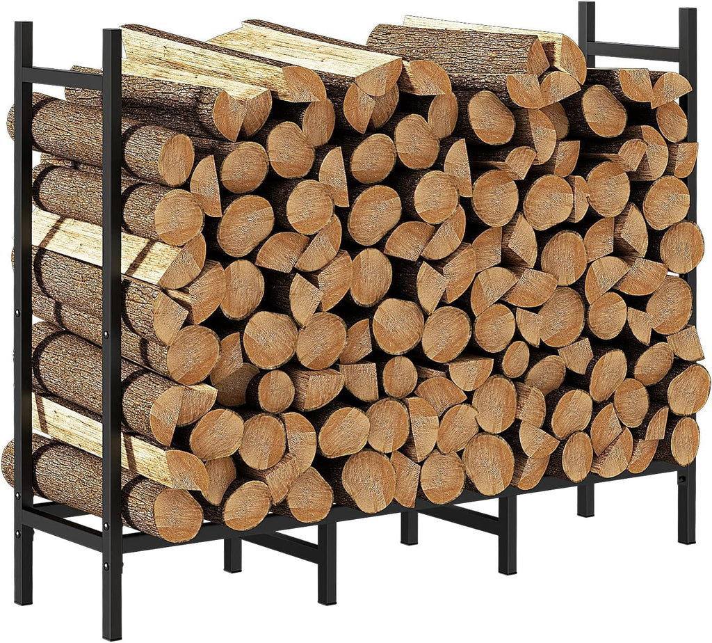 4FT Firewood Rack Holder for Fireplace, Adjustable Log Stand for Storage