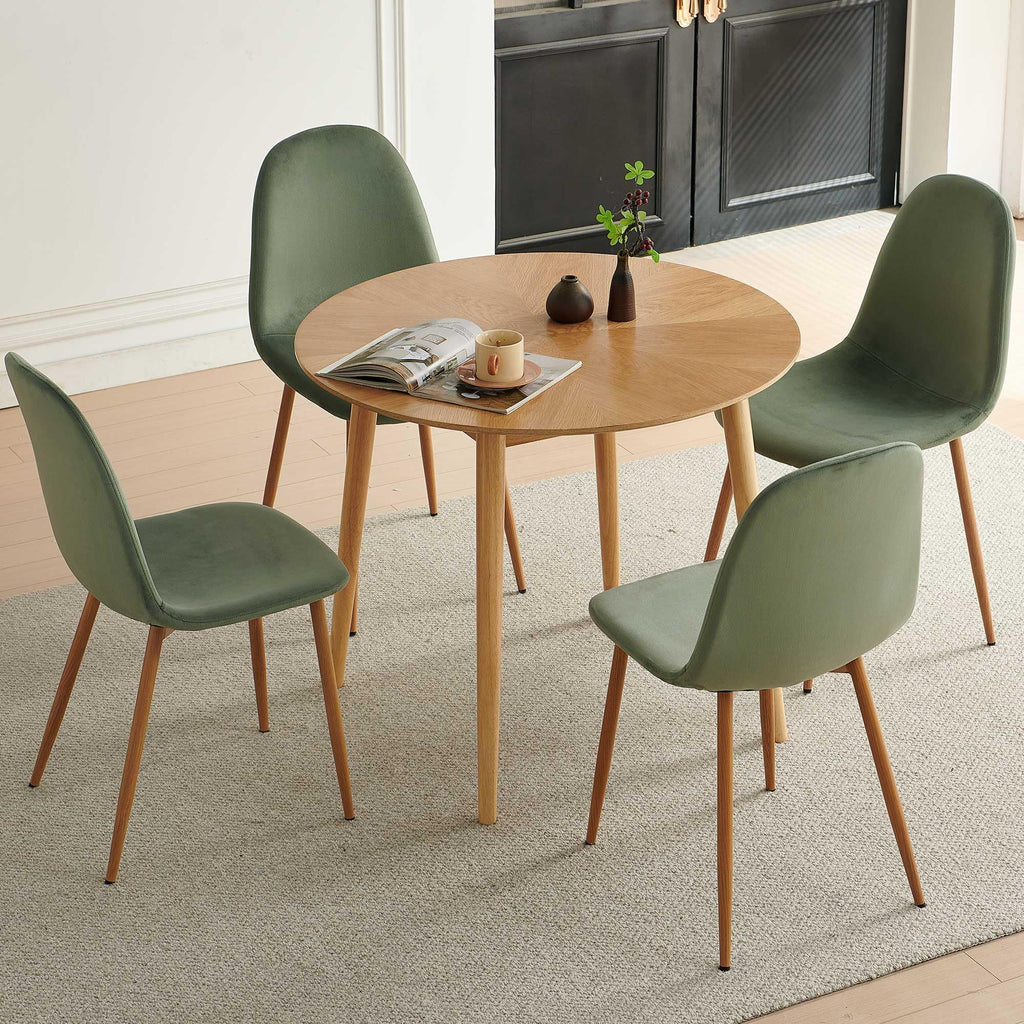 Velvet Dining Chairs Set of 4 - Modern Upholstered Chairs with Metal Legs for Living, Bedroom, Dining Room - Green