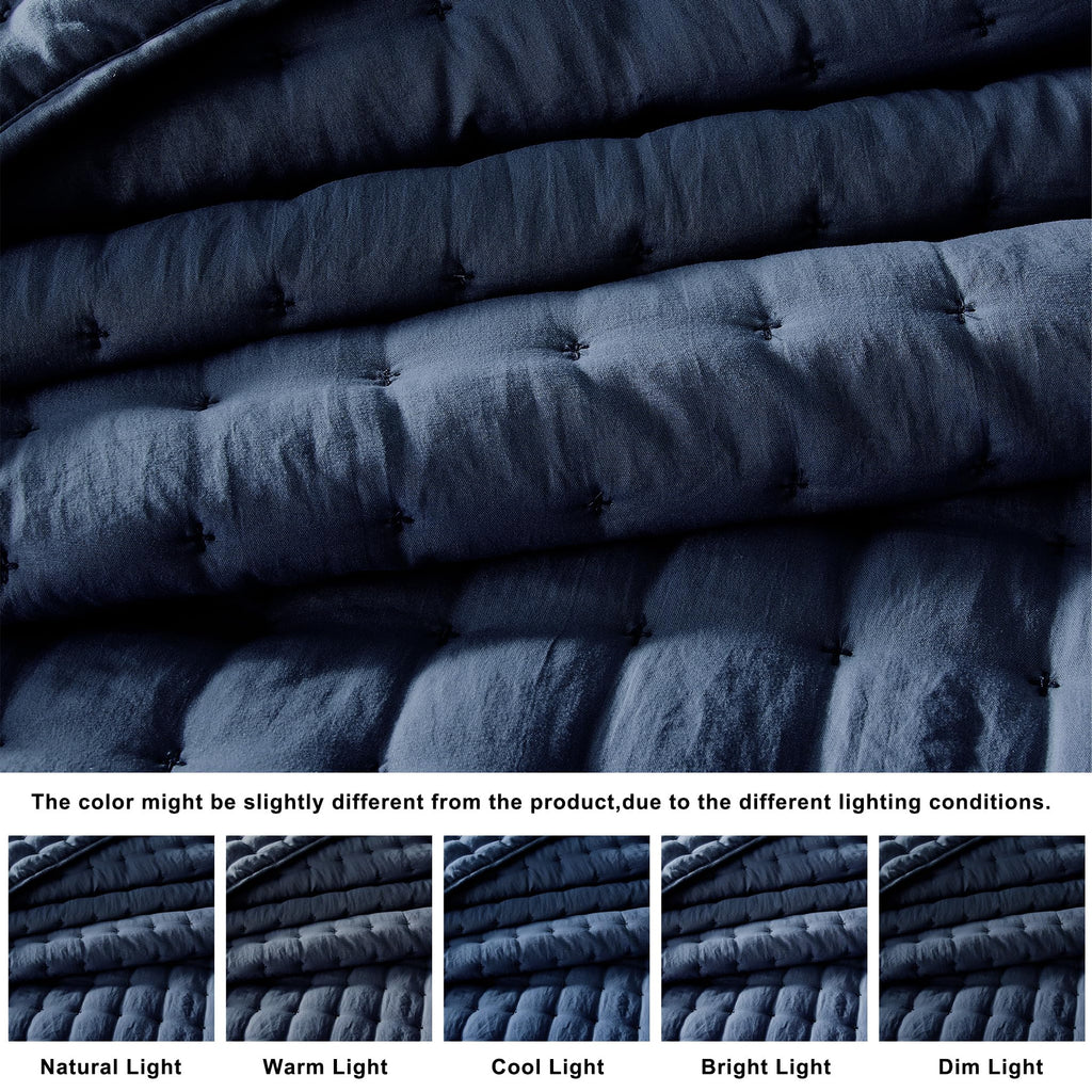 Cloud Soft Quilt Set, Navy Blue, 3 Pieces 90x90 inches