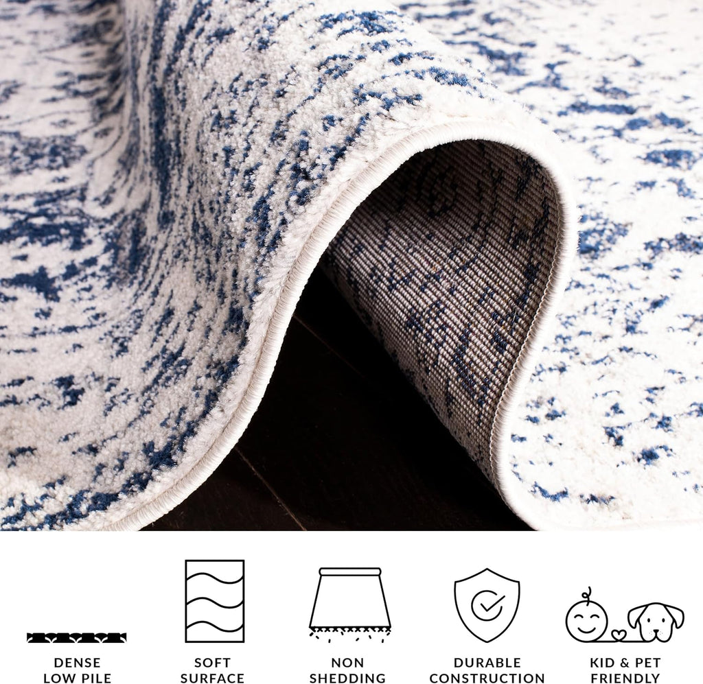 Madison Square Rug 4', Cream & Navy MAD603D