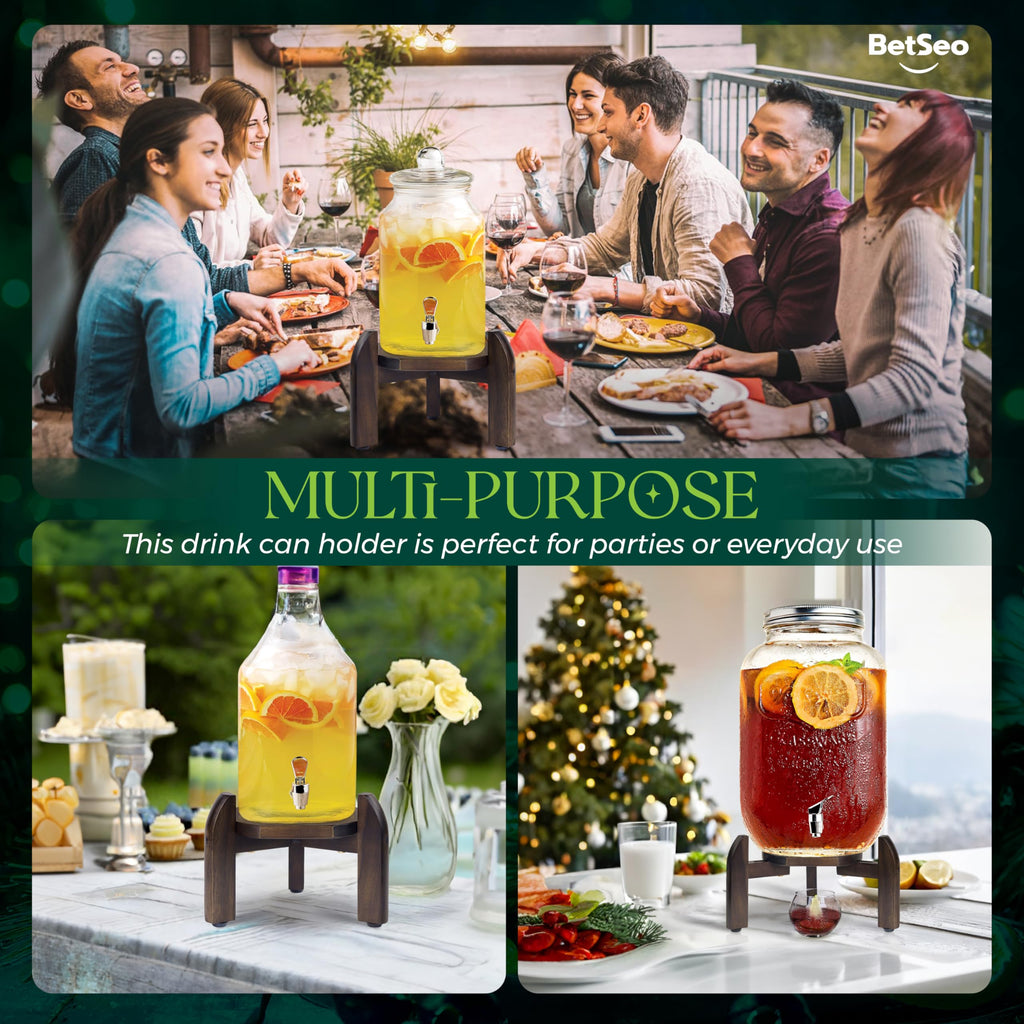 Drink Dispenser Stand Adjustable Width from 8" to 11.2" Wide - Beverage Jar and Water Plastic Jug Holder - to plant
