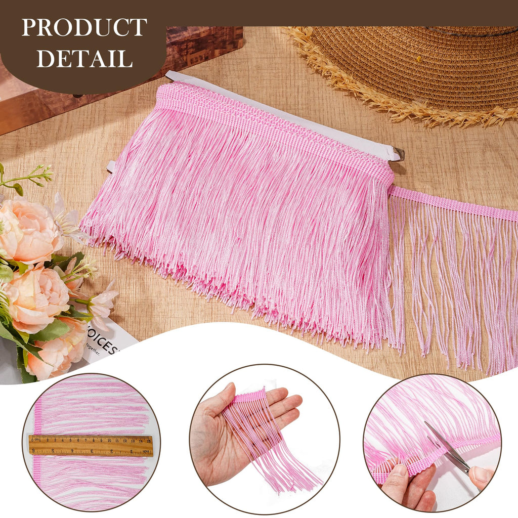 Sewing Fringe Trim, 10 Yards, 6 Inches Wide, Pink for DIY Crafts