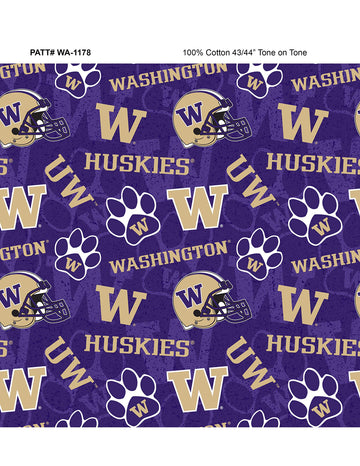 University of Washington Cotton Fabric with Tone ON Tone Design