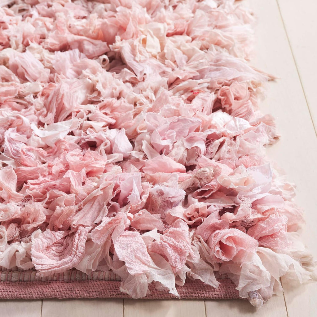 Rio Shag Collection Area Rug - 6' Square, Light Pink, Handmade Decorative, 3.5-inch Thick Ideal for High Traffic