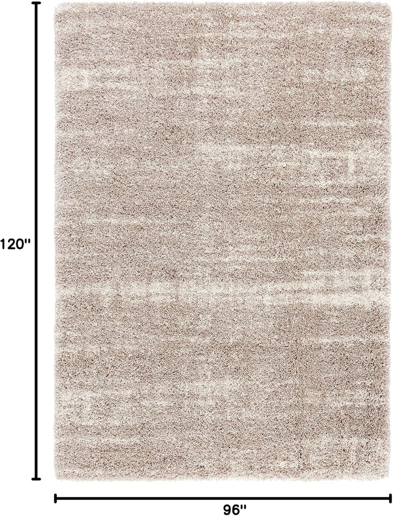 Area Rug - Hudson Shag Collection - Large - Ivory & Beige, Non-Shedding & Easy Cleaning, Ultra Plush Thick Pile