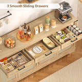 61” Large Buffet Cabinet with Storage, Sideboard Cabinet with 4 Doors and 3 Drawers, Farmhouse Buffet Table