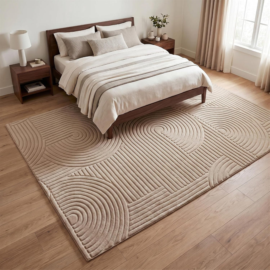 Brown Solid Color Area Rug,Washable Living Room Bedroom Carpet