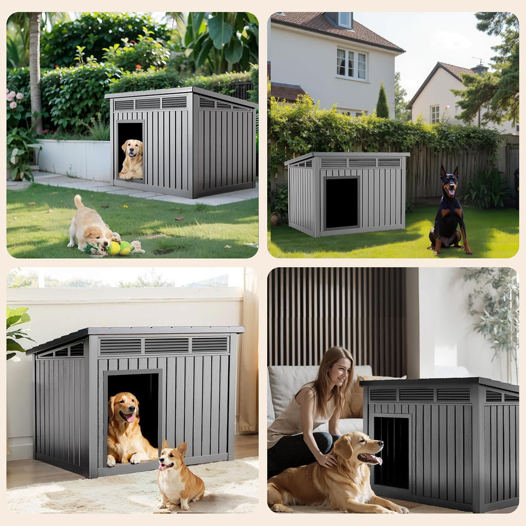Large Dog House Outdoor for Indoor, Gray, 42.87 * 32.95 * 31.61