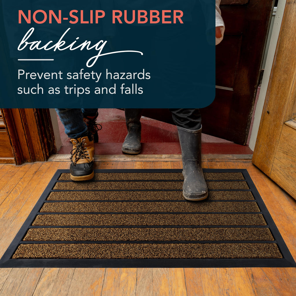 Extra Durable Door Mat Outside Entrance (30" x 17", Bright Brown)