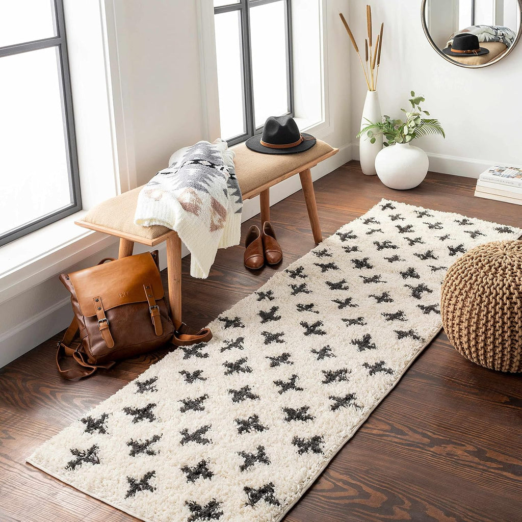 Gambo Living Room, Bedroom Area Rug - Cross Geometric Abstract - Bohemian Transitional Modern Minimalist Scandinavian
