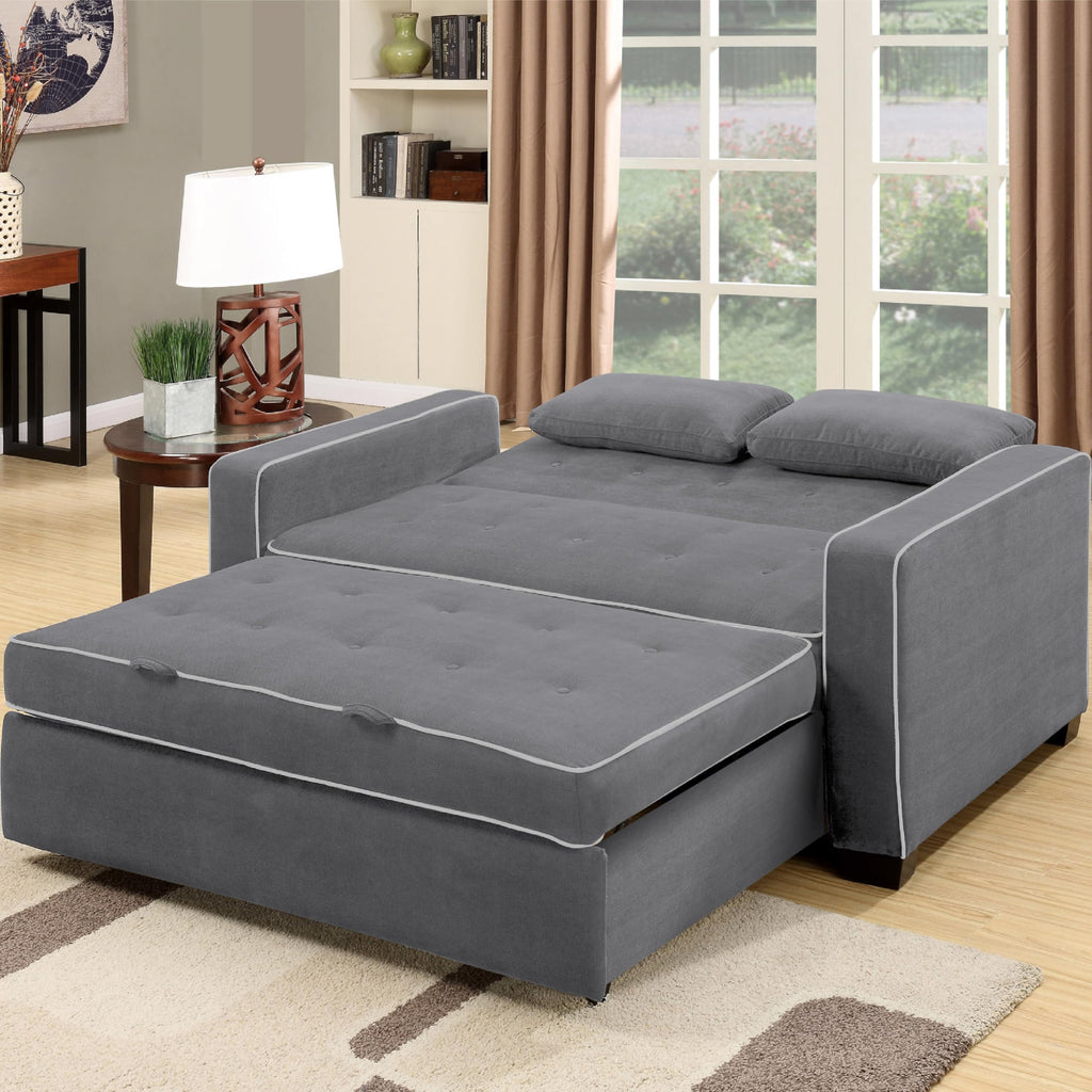 Ainsley 72.6" Convertible Sleeper Sofa, Queen Size, Dreamcoil Comfort, Soft Woven Fabric, Charcoal