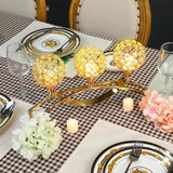 Set of 3 Pieces Gold Crystal Candle Holders, Tealight Candlestick Candelabra Stand with 3 Arms, Decorative Table