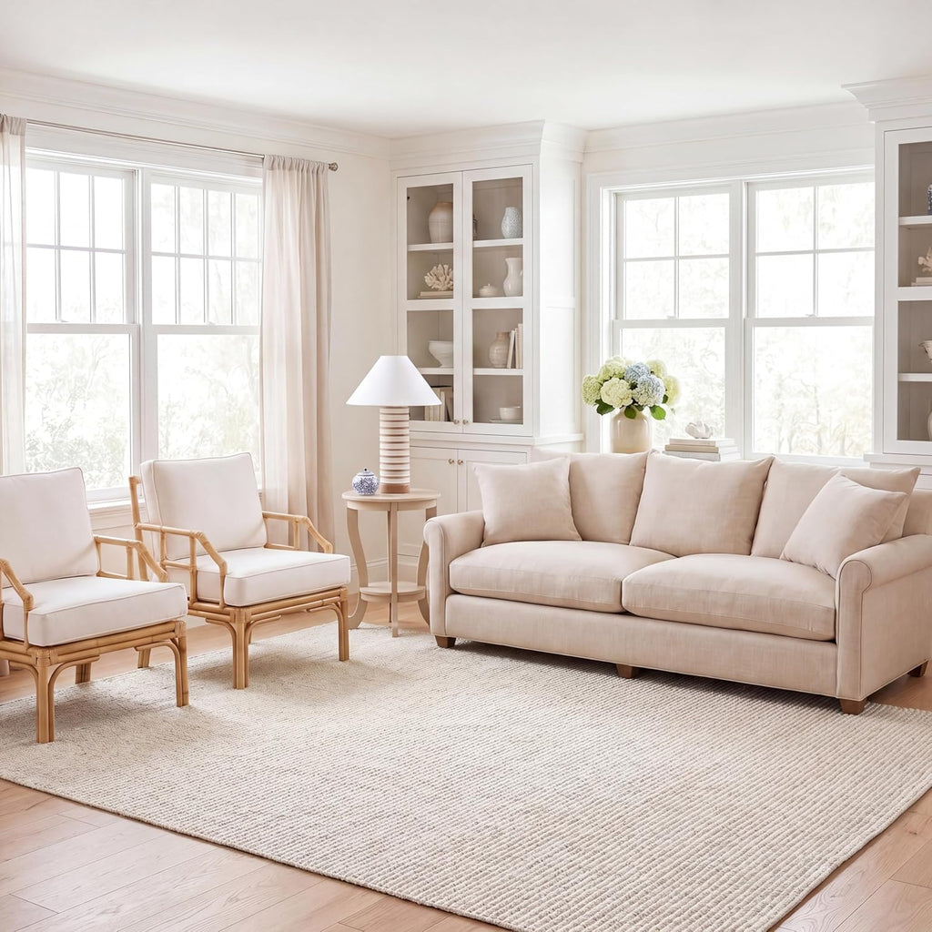 Natural Fiber Area Rug - 9' x 12', Ivory, Handmade Farmhouse Jute