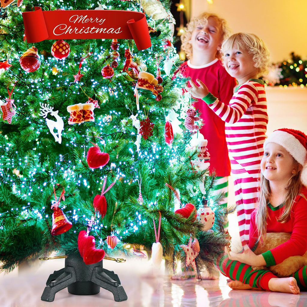 Christmas Tree Stand for Live Trees, Real Xmas Tree Holder Base Cast Iron, Supports up to 8ft, 4-Inch Diameter, 120lb