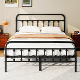 Queen Metal Platform Bed Frame/Victorian Style Headboard and Footboard/Steel Slat Support/Easy Assembly/No Box Spring