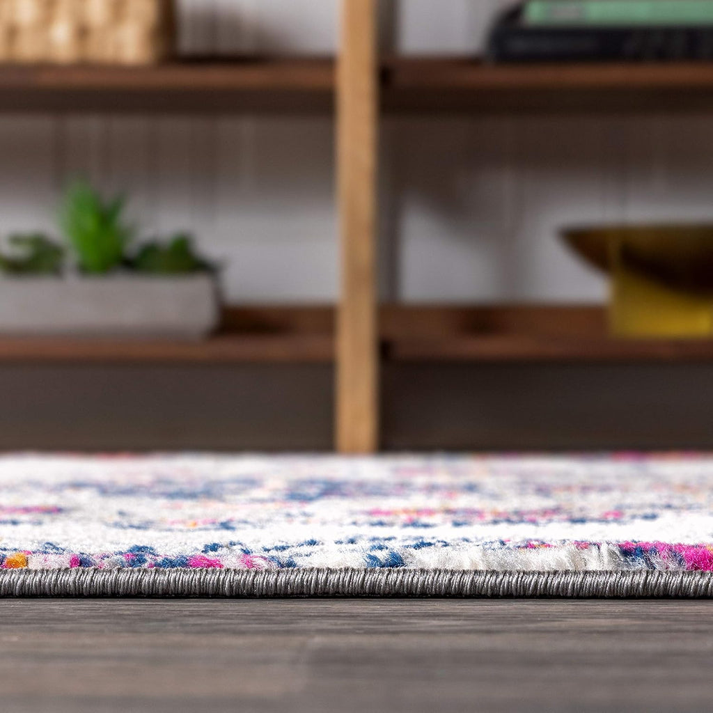 Boho Vintage Multi Indoor Area Rug, Bohemian Flair Medallion, Chic, Floral, High Traffic, Pet Friendly