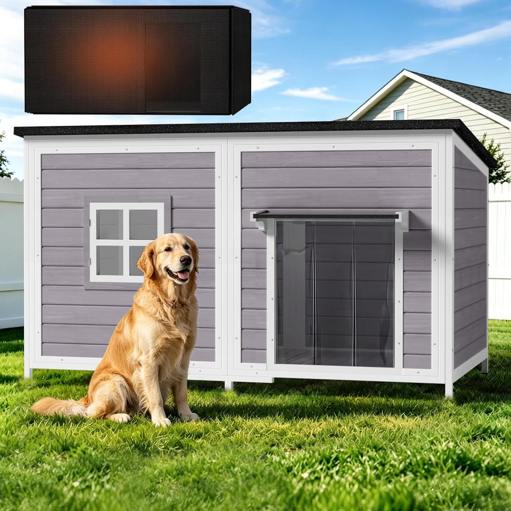 59" Insulated Extra Large Dog House, Grey
