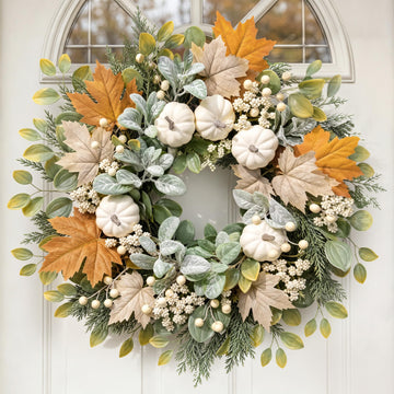 26 Inch Fall Wreaths for Front Door, Artificial Autumn Wreath