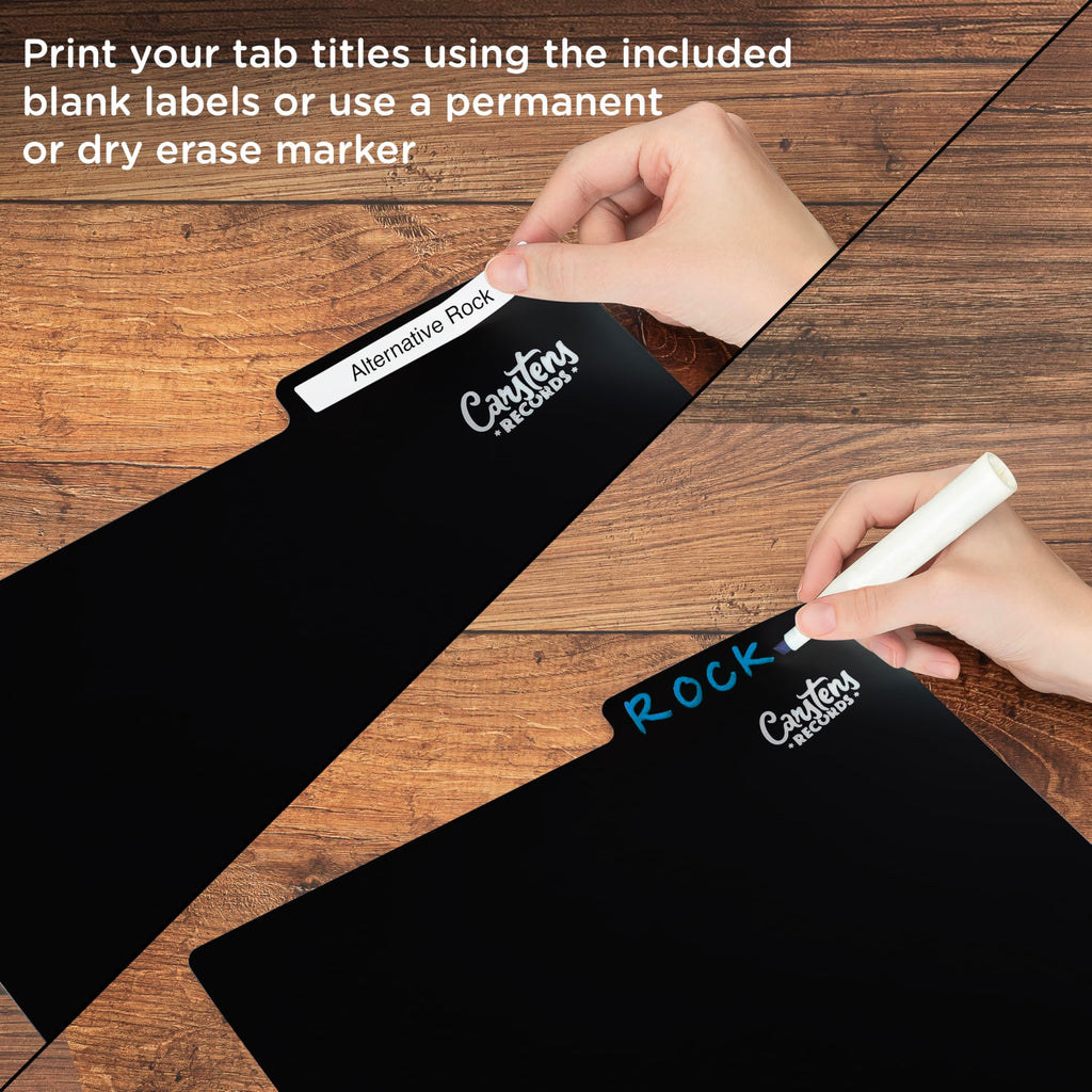 Heavy Duty Vinyl Album Dividers, 12", Black, Set of 32, Personalizable