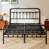 King Metal Platform Bed Frame/Victorian Style Headboard and Footboard/Steel Slat Support/Easy Assembly/No Box Spring