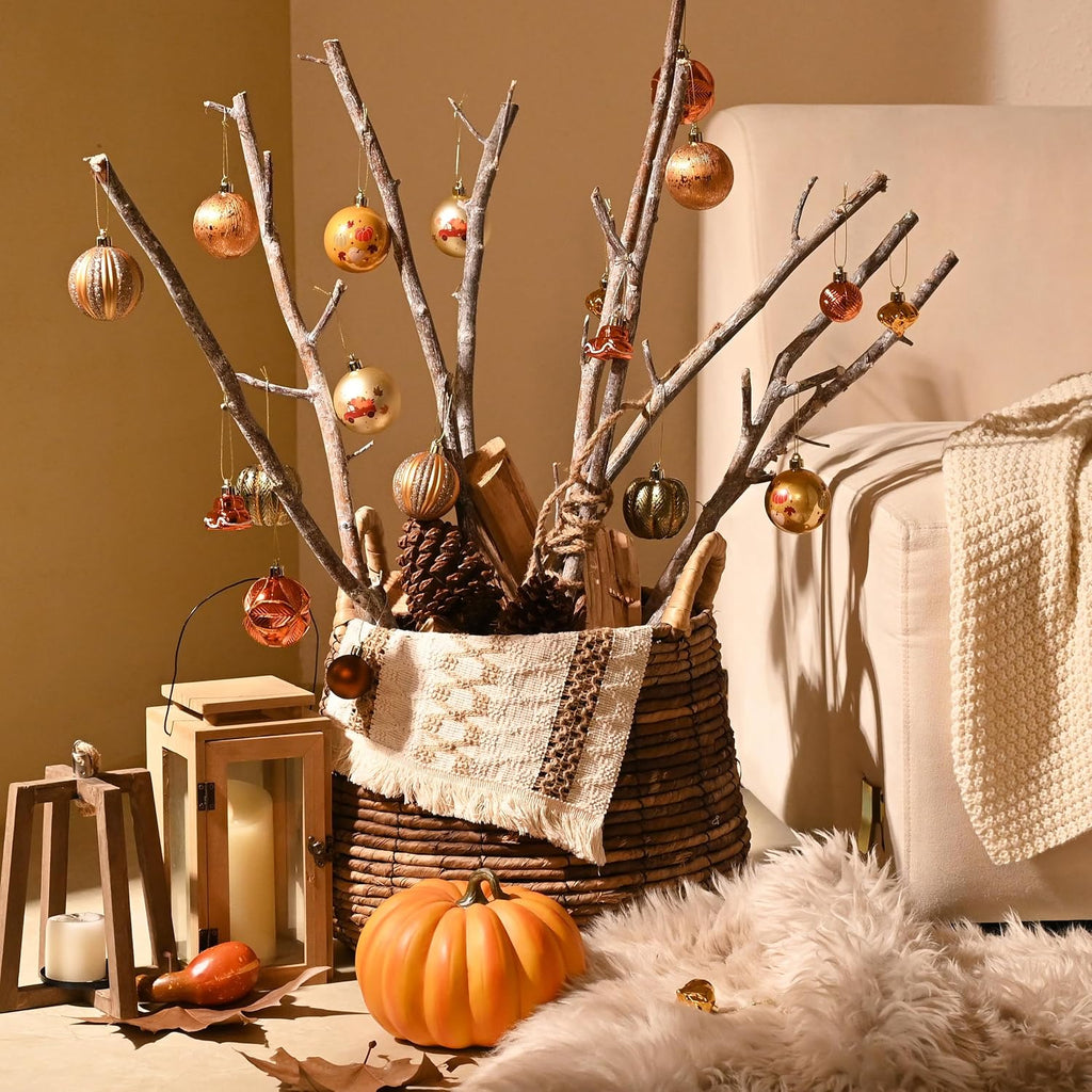 Fall Ornaments Tree Decorations Shatterproof Pumpkin - Set of 21