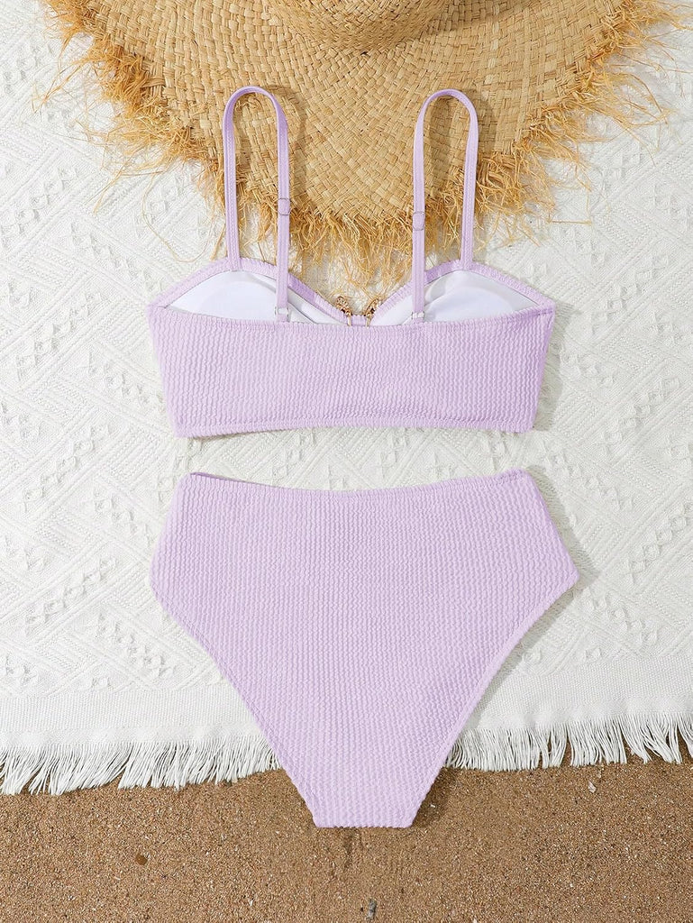 Girl's 2 Piece Starfish Swimsuits Metal Decor Cute Bikini Sets