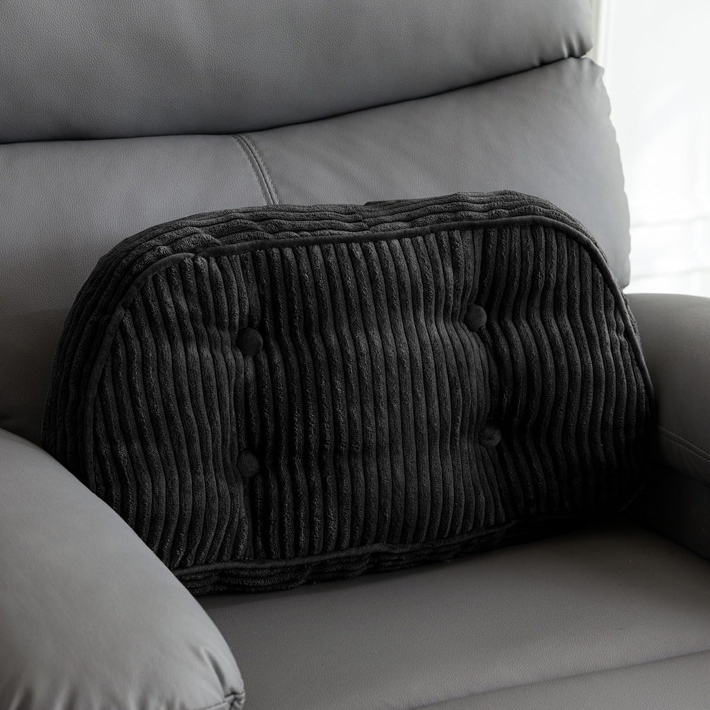 Lumbar Support Pillow for Recliner Chair/Accent Chair/Couch/Office Chair, Tufted Corduroy Back Support Cushion for