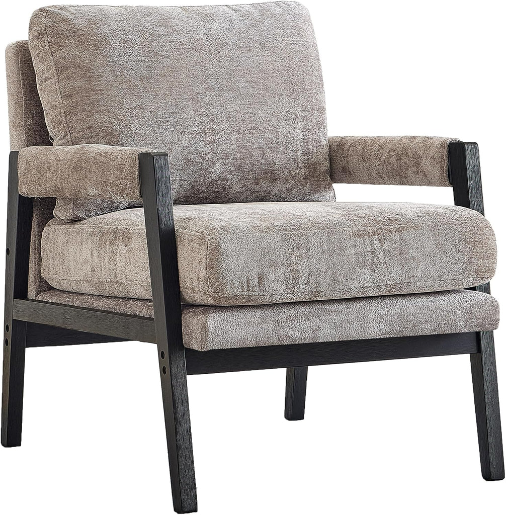 Kelly Mid-Century Modern Chenille Upholstered Accent Armchair, Gray