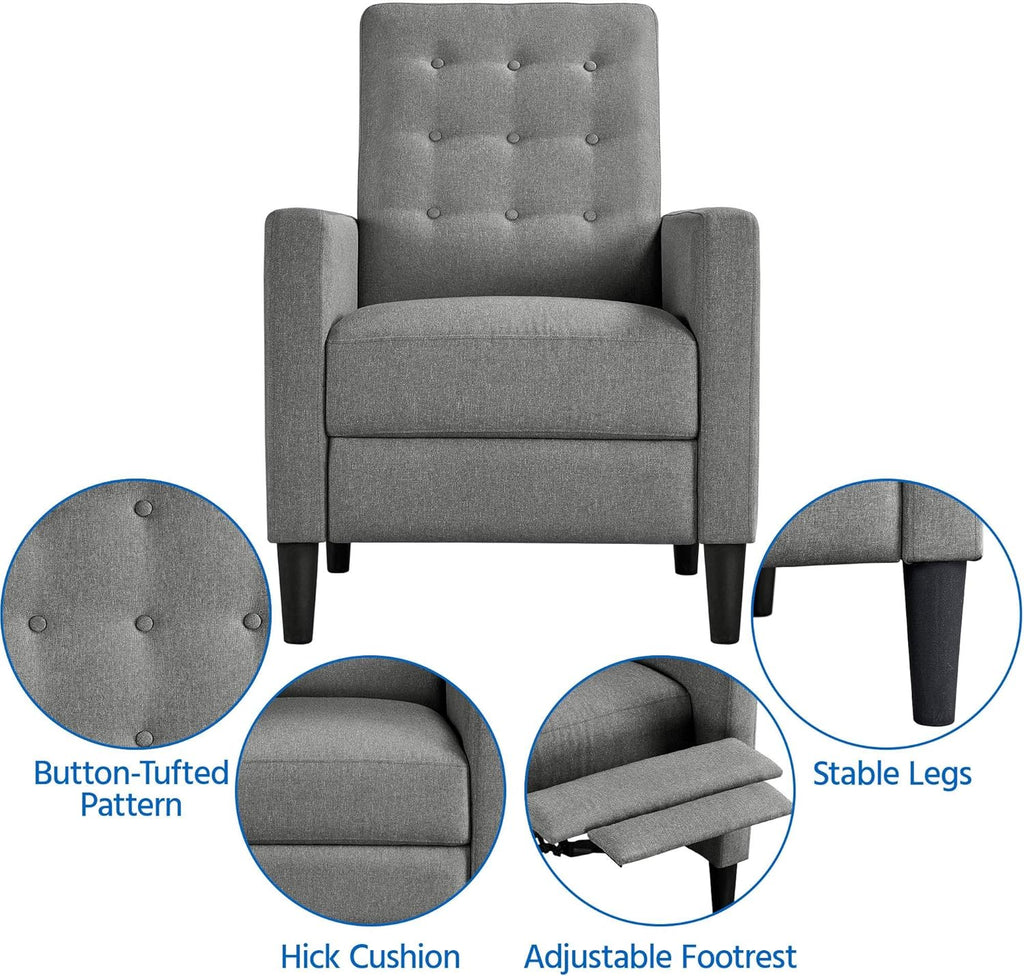Home Theater Seating Single Fabric Recliner for Living Room Chair Adjustable Sofa with Thicker Seat Cushion Tufted