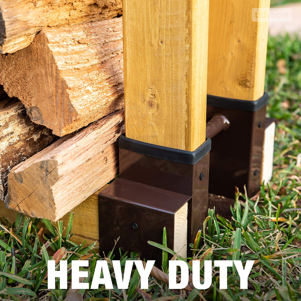 2 Pack Firewood Rack Outdoor | 2x4 Brackets for Wood | Lumber Storage Rack Log Holder | Adjustable to any Length with