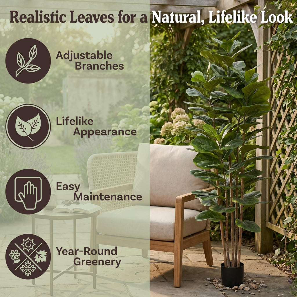6FT Artificial Fiddle Leaf Fig Tree with Weighted Pot