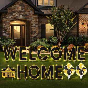 14 Pcs Welcome Home Yard Sign with Stakes LED Light 12.6" Welcome Home Lawn Sign Outdoor Yard Letters Decorations