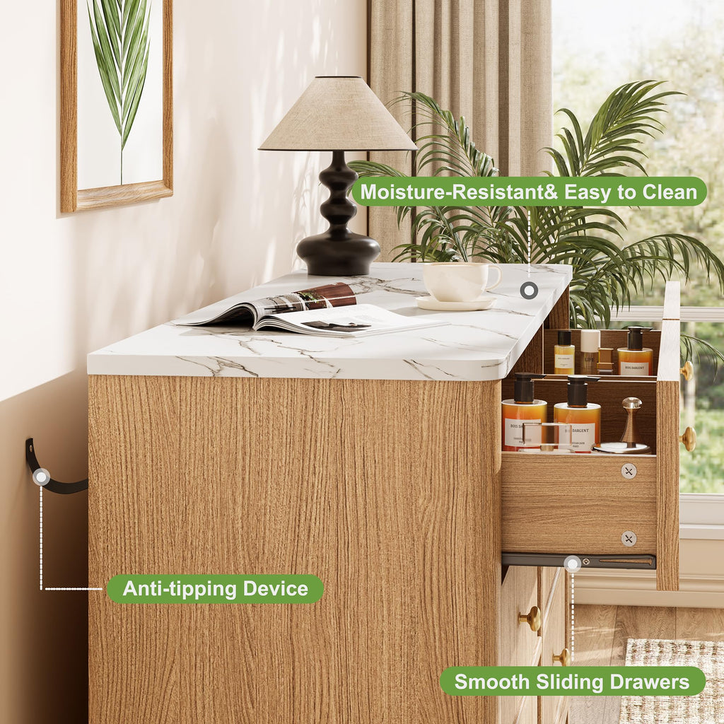 6 Drawers Dresser (Oak-DLC)