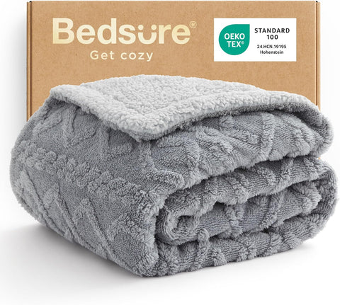 Gentlesoft Fleece Throw Blanket, Thick and Warm Blankets for Winter, Grey, 50x60 Inches