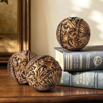 4" Vintage Decorative Balls Orbs Decorative Spheres for Bowls and Trays, Antique Dining Table Centerpieces - Set of 3