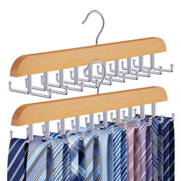 Tie Rack Hanger for Closet, 2 Blet Organizer for Men with 20 Foldable Hooks