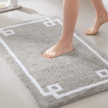 Evan 100% Cotton Bath Rug Plush Absorbent, 24" x 40", Grey