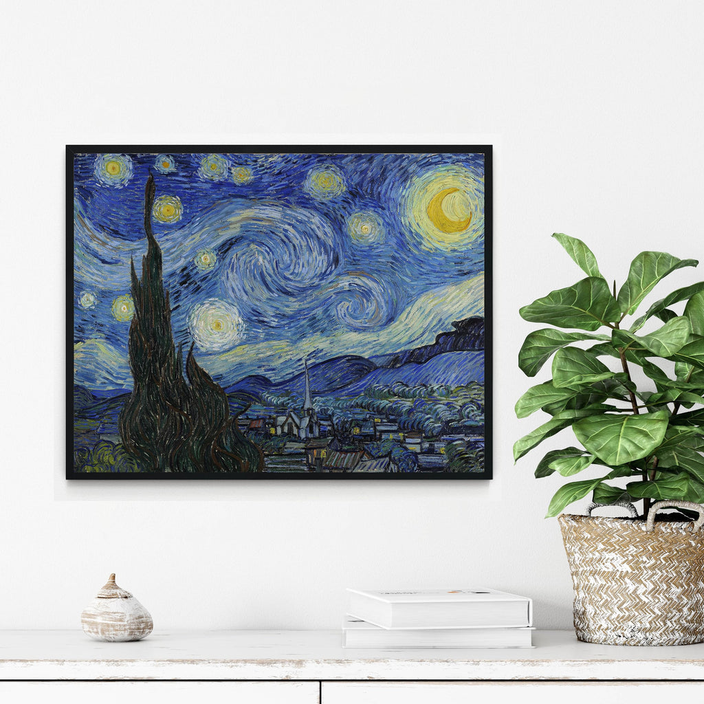 Starry Night Van Gogh Unframed Wall Art Print Poster, Vintage Landscape Painting Wall Art, Bathroom Decor 121B