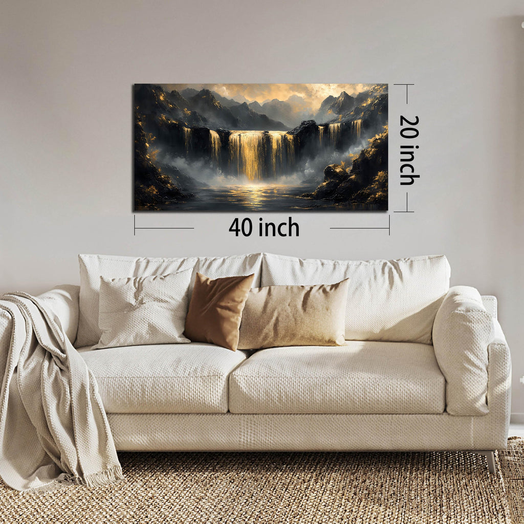 Waterfall Canvas Wall Art - Mountain Art Wall Decor - Modern Wall Art Size 20" x 40"