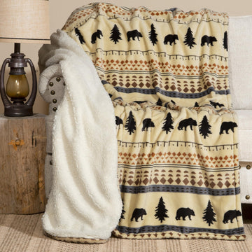 Ultra Premium Super Soft Plush Sherpa Fleece Oversized Throw Blanket 54" x 68", Scandinavian Bear