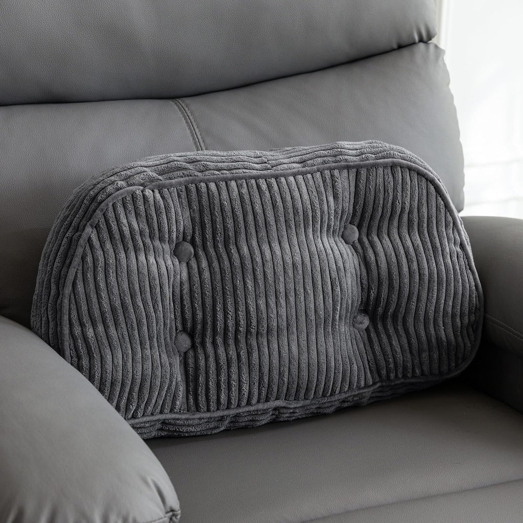Lumbar Support Pillow for Recliner Chair/Accent Chair/Couch/Office Chair, Tufted Corduroy Back Support Cushion for