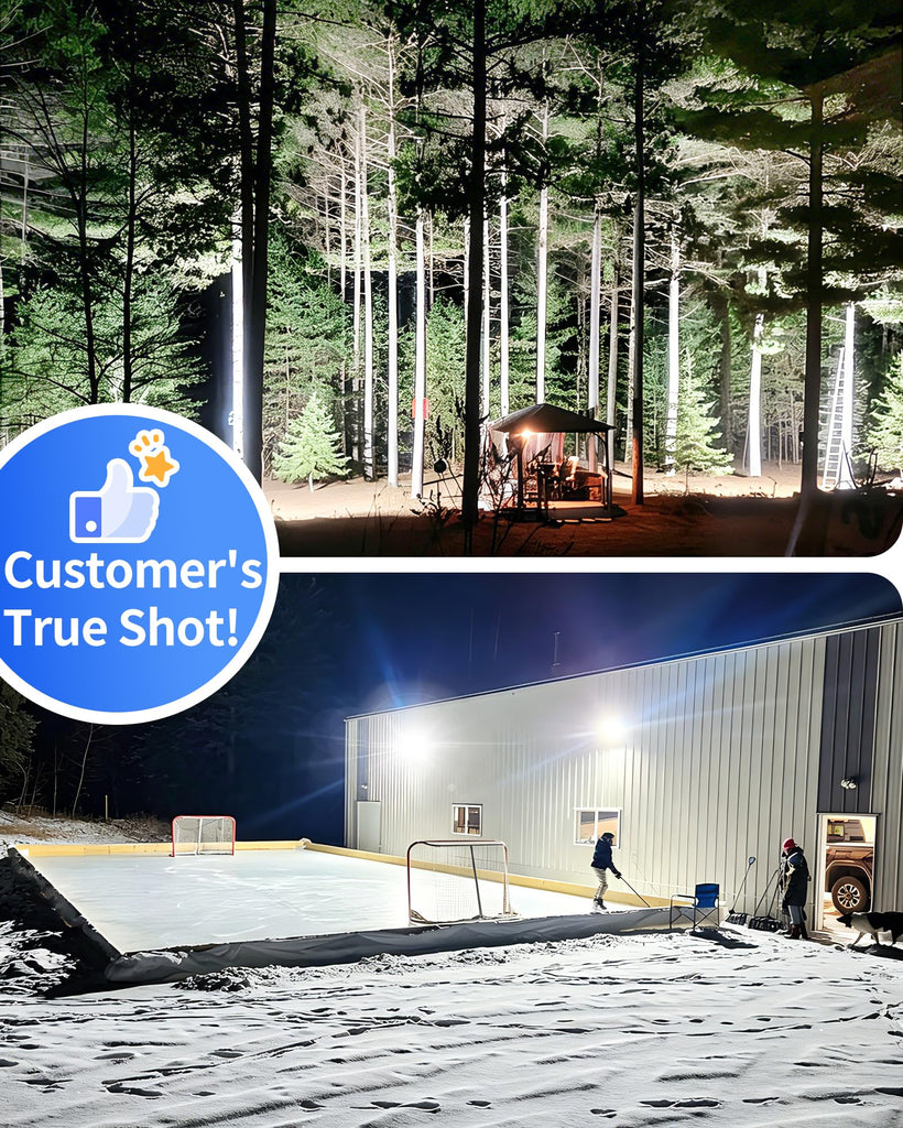 200W LED Flood Light Outdoor Plug in, IP66 for Yard Garage, 5000K