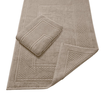Towels Beige Bath Mat - 100% Cotton Set of 2 Absorbent Bathmat - Bathroom Mats Quick Dry Bath Mats s (22x34 Inches)