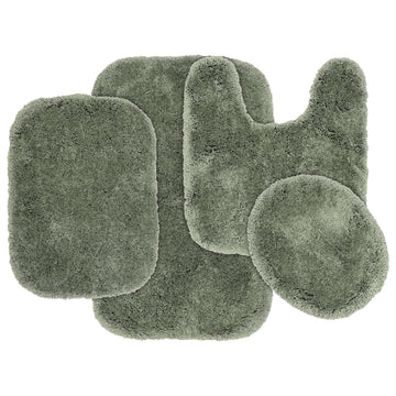 Finest Luxury Deep Fern Green 4-Piece Rug Set Ultra Plush Washable Bath Rug Set - Soft, Absorbent, and Stylish for